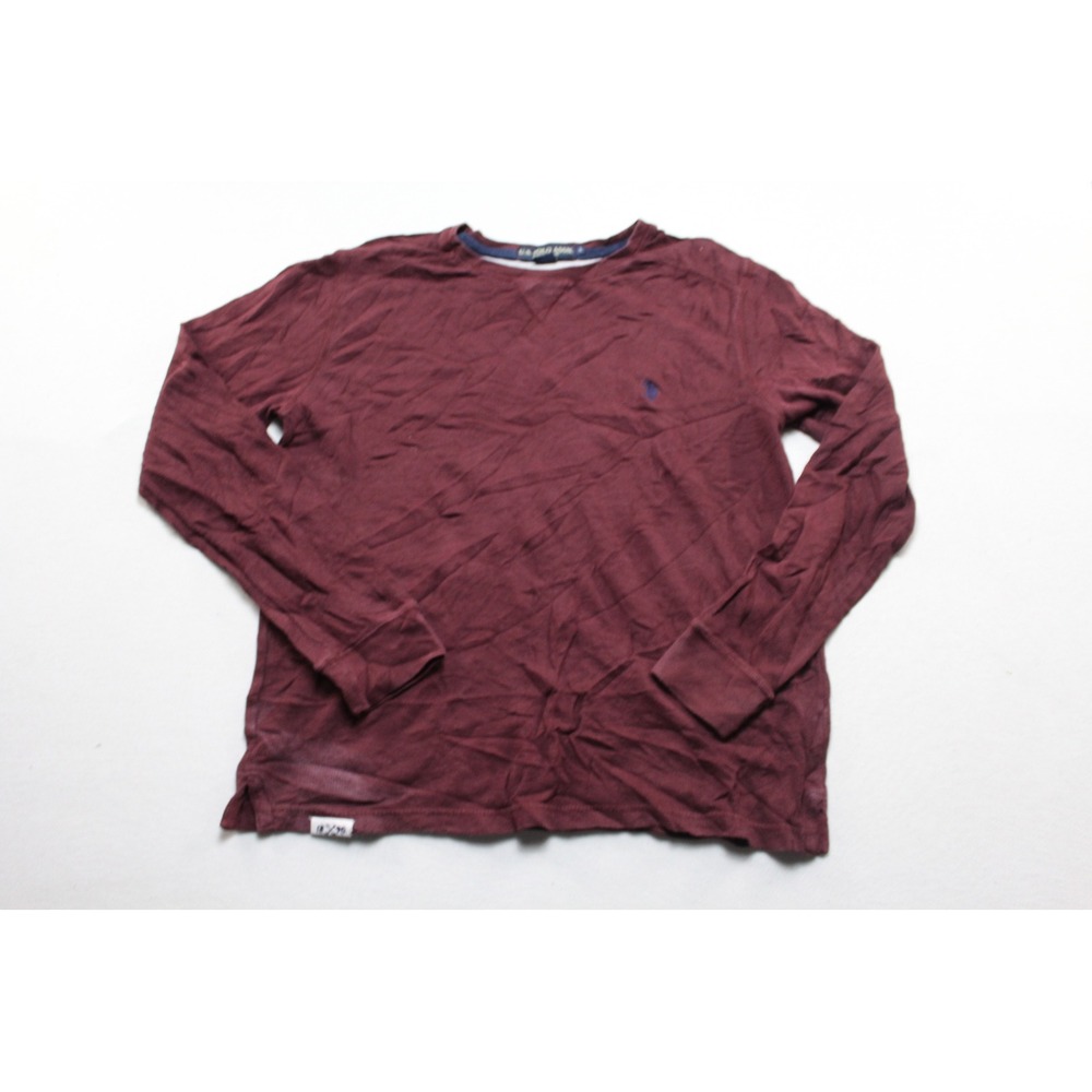 U.S. Polo Assn. Thermal Shirt Mens Large Burgundy Excellent Waffle Knit Logo